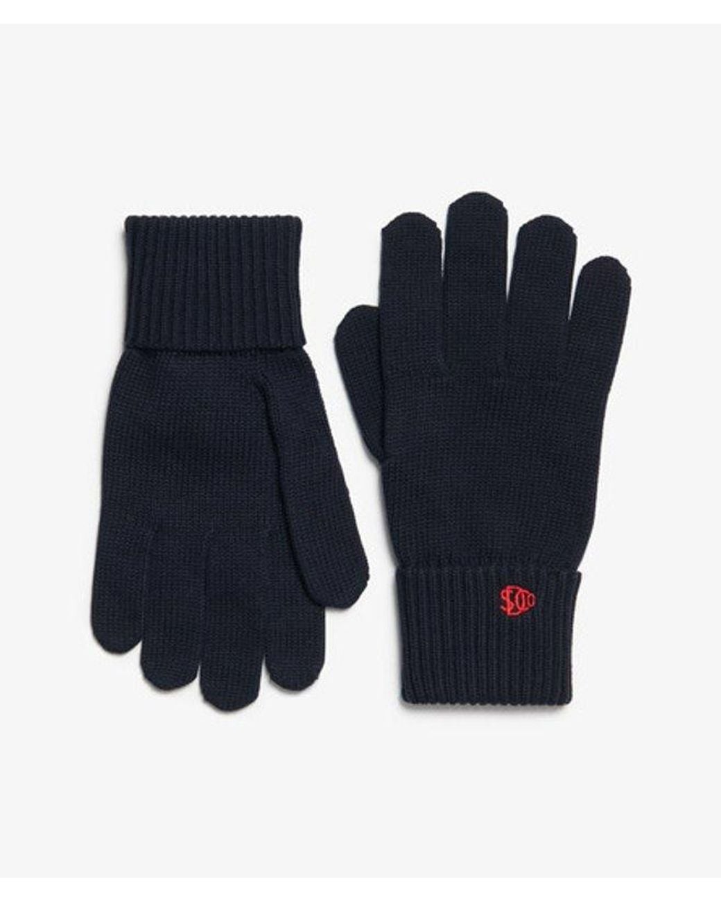 Superdry Blue Logo Knitted Gloves for men