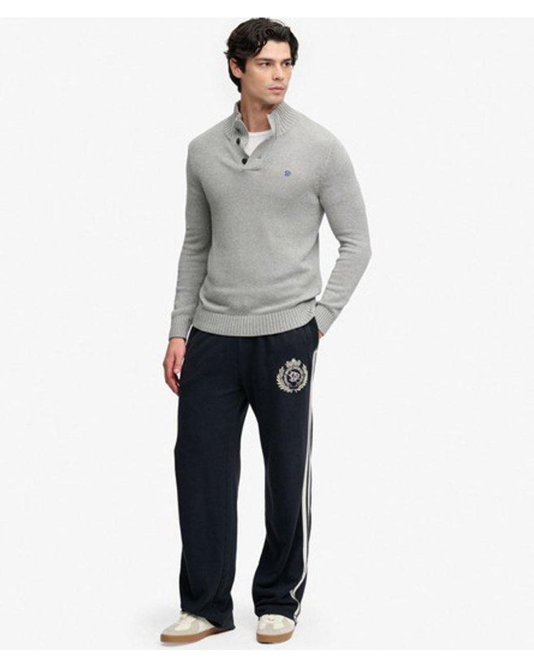 Superdry Gray & Co Cotton Button Henley Jumper for men