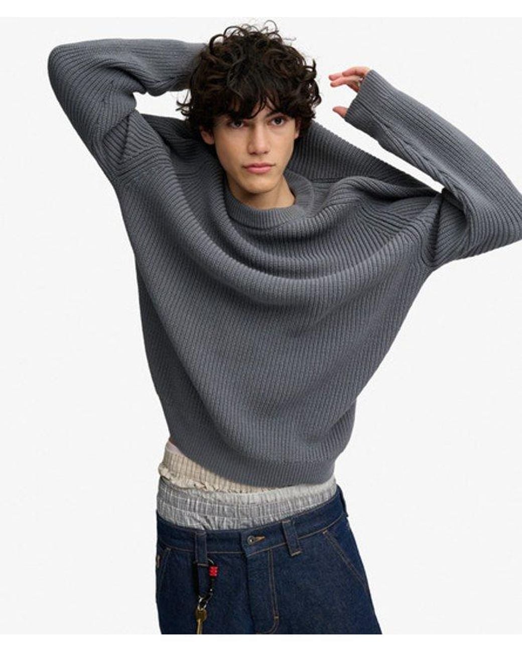 Superdry Gray Bench X & Co Bench Ribbed Boxy Jumper for men