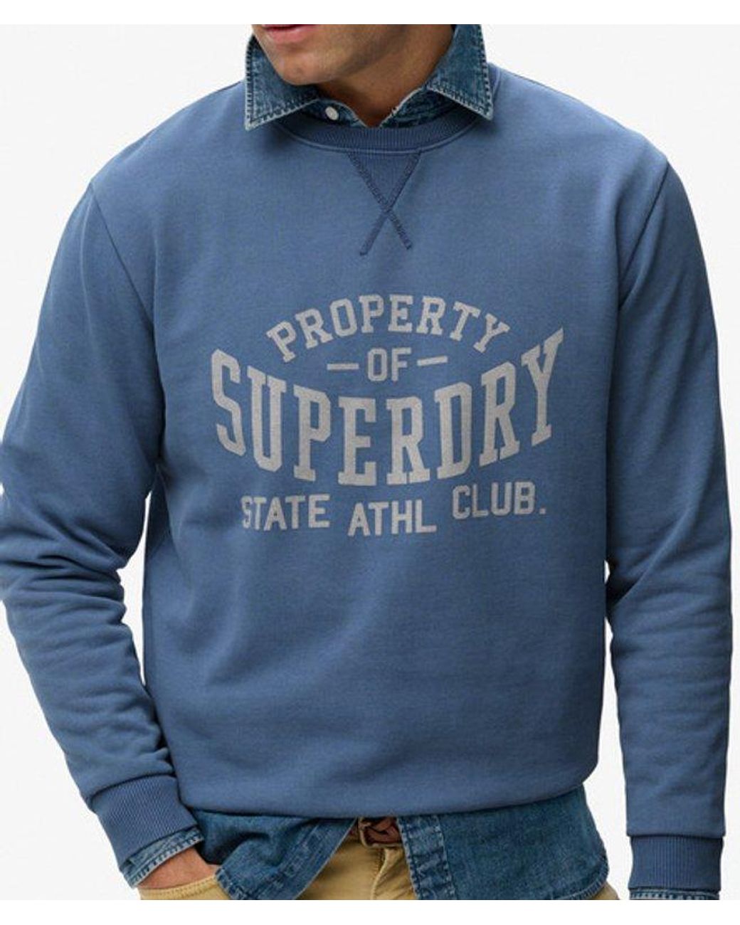 Superdry Blue & Co Athletic Essentials Crew Sweatshirt for men