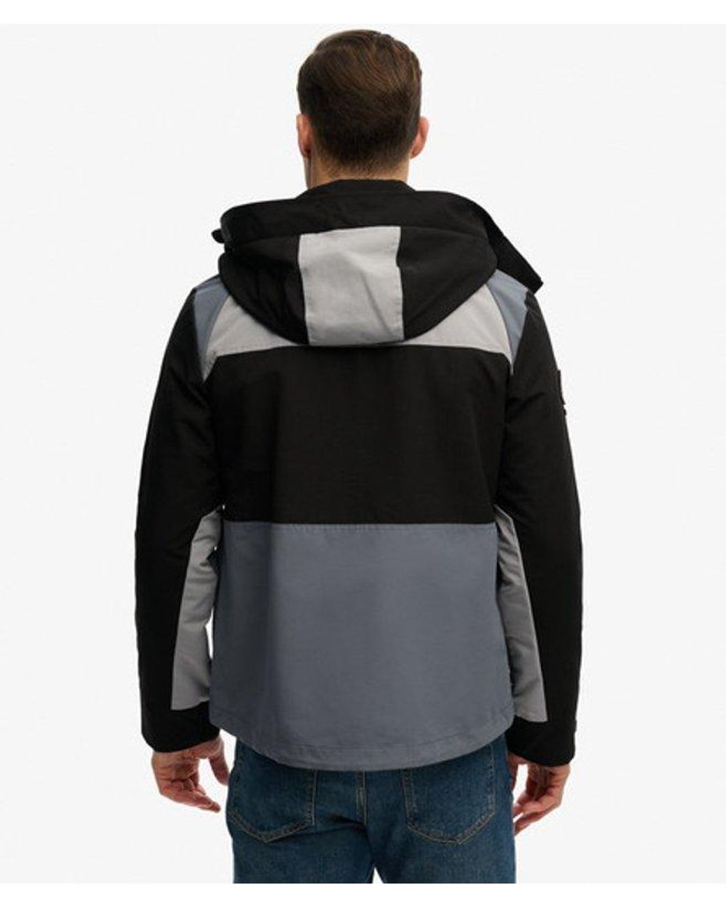 Superdry Black & Co Hooded Colour Block Windbreaker Jacket for men