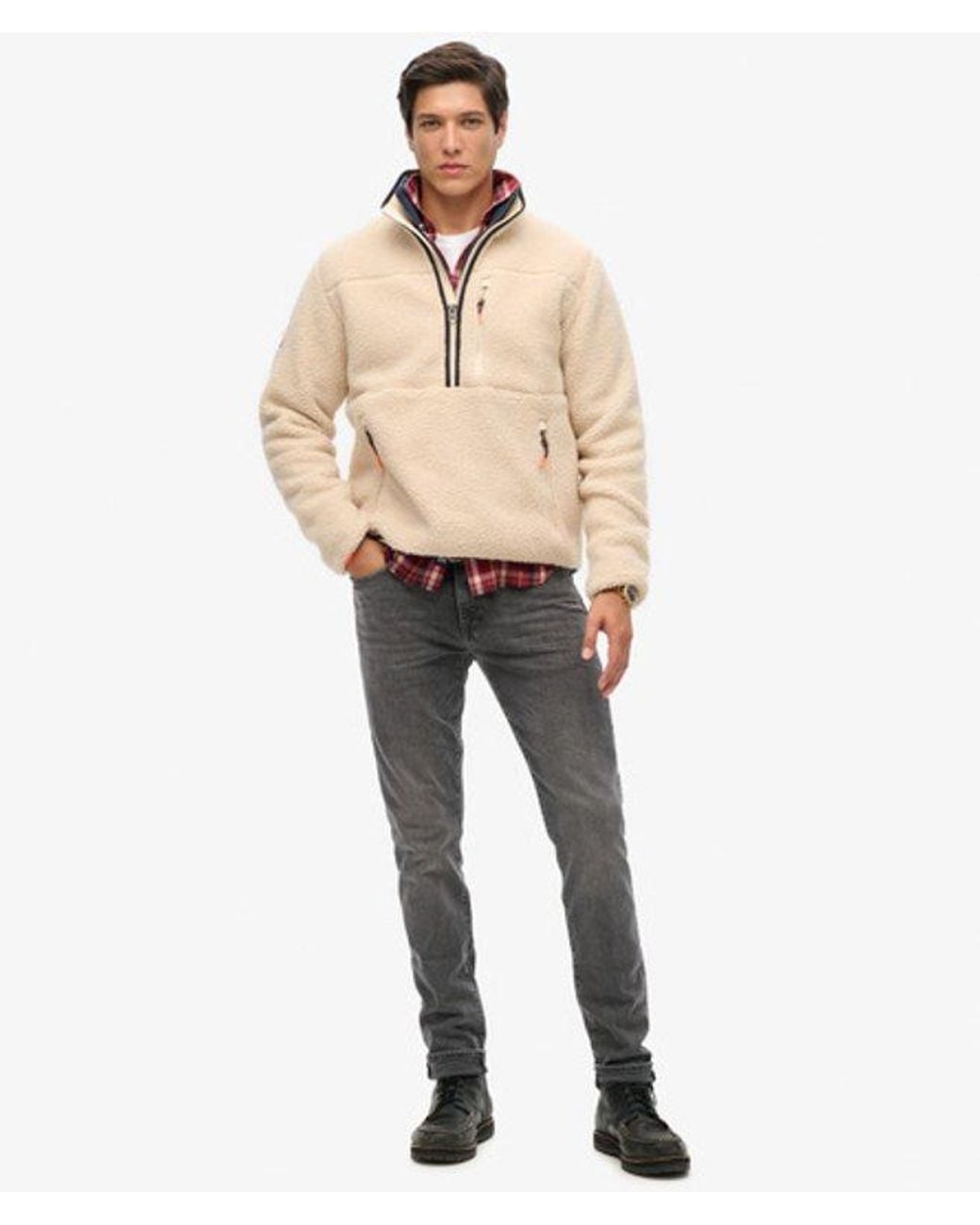 Superdry Natural & Co Outdoor Half Zip Sherpa Fleece for men