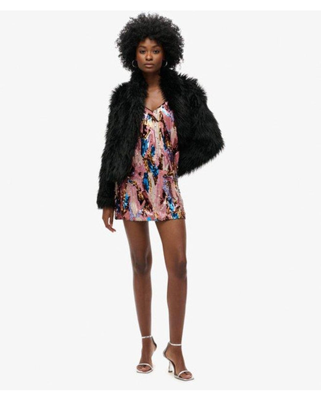 Superdry Red Fully Lined Sequin Deco Mini Dress