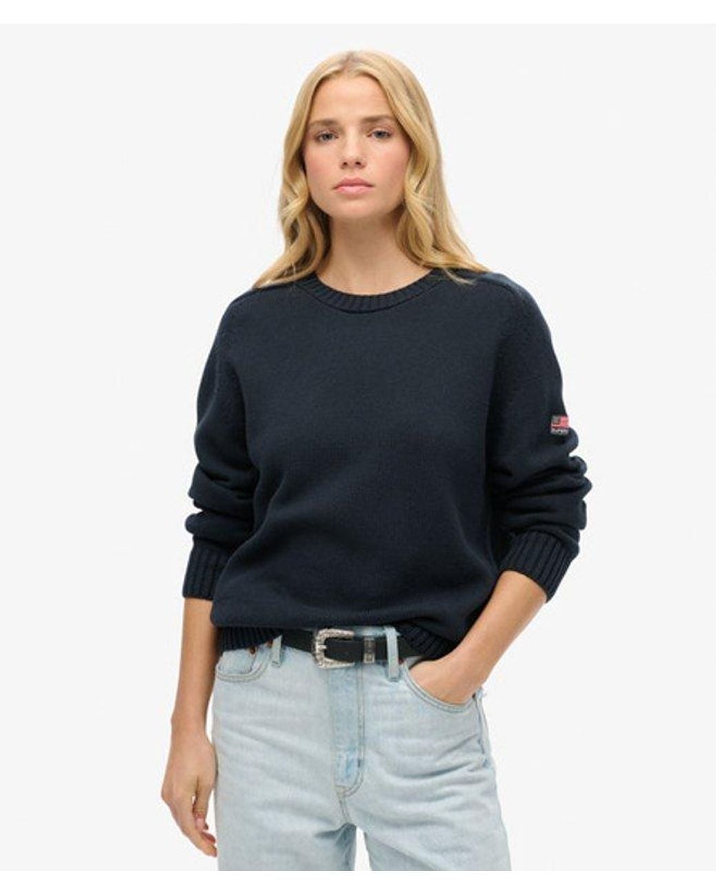 Superdry Blue & Co Slouchy Knitted Crew Jumper