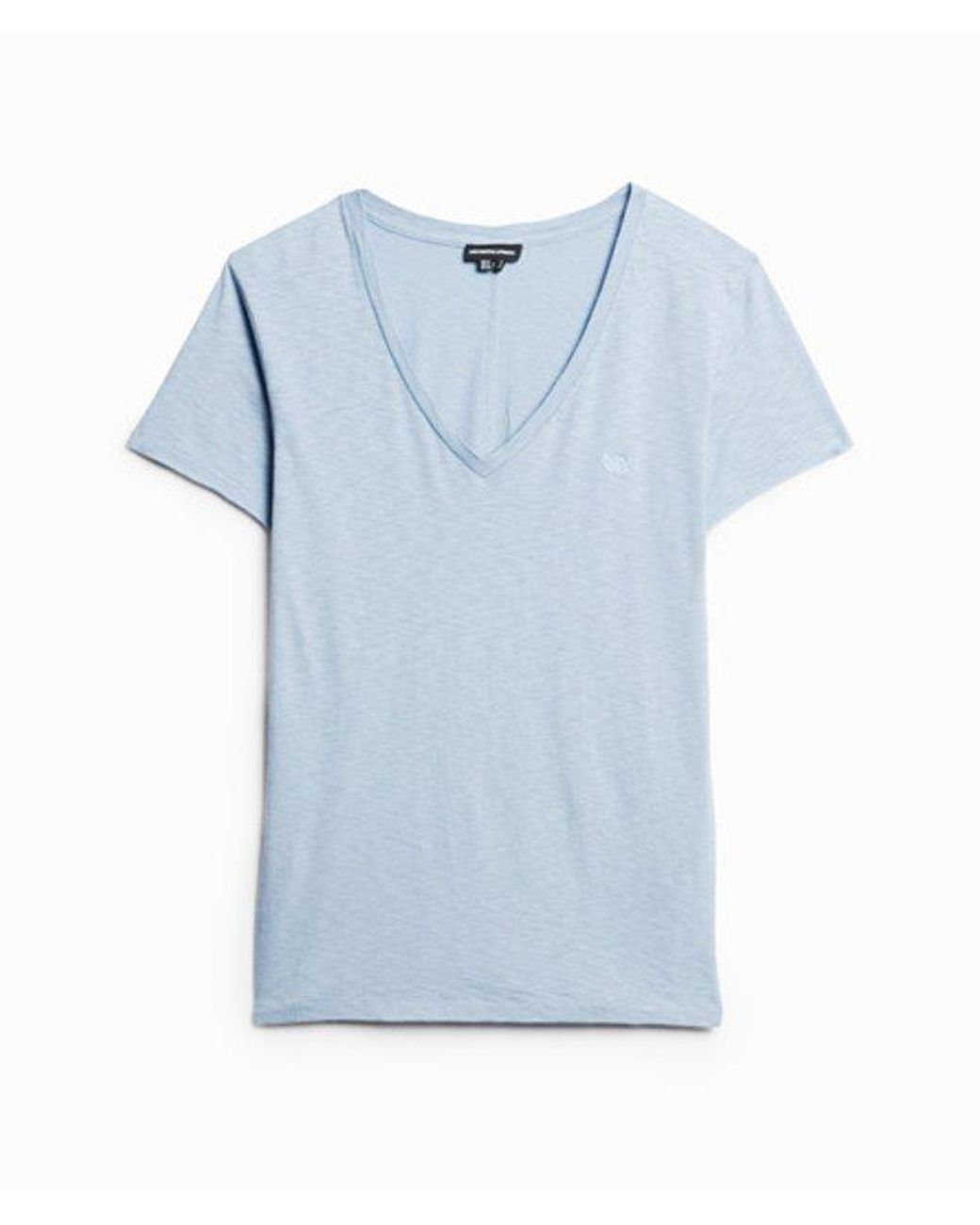 Superdry Blue & Co Slub Embroidered V-neck T-shirt