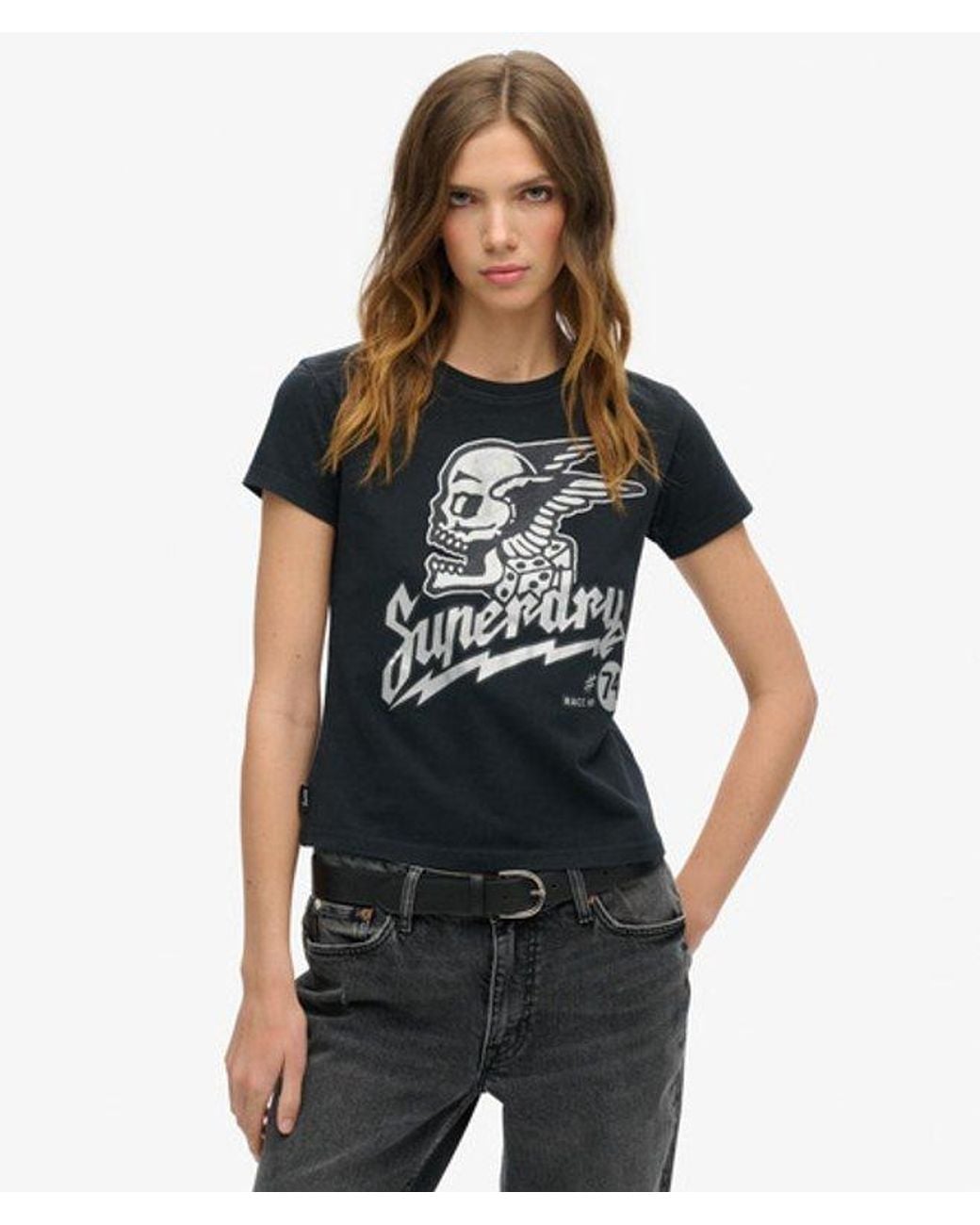 Superdry Green & Co Embellished Poster Fitted T-shirt