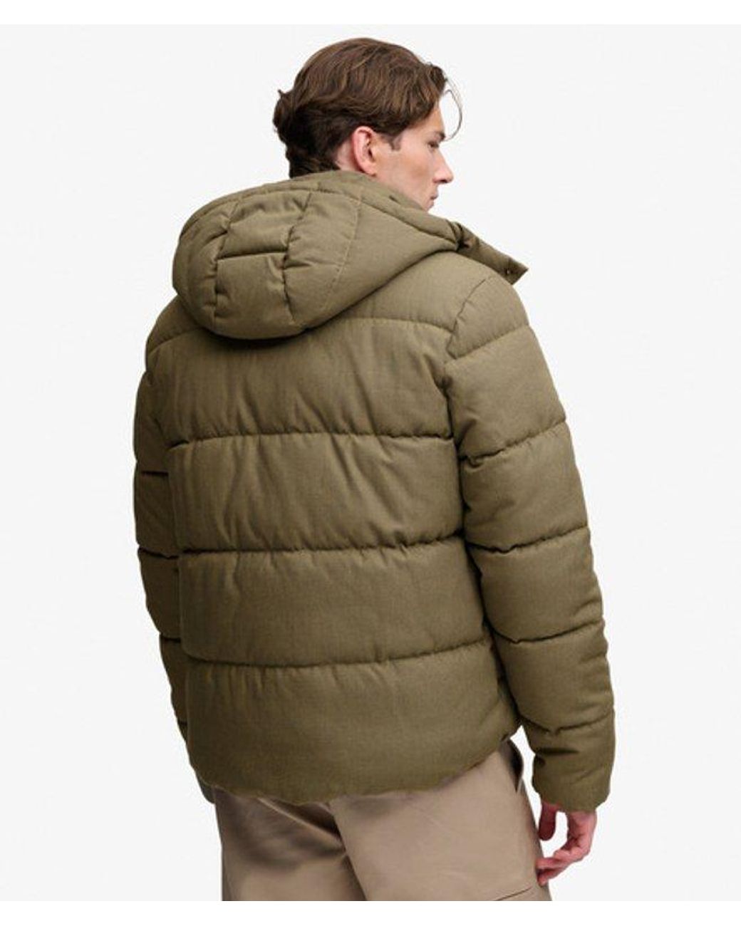Superdry Green & Co Premium Hooded Check Puffer Jacket for men
