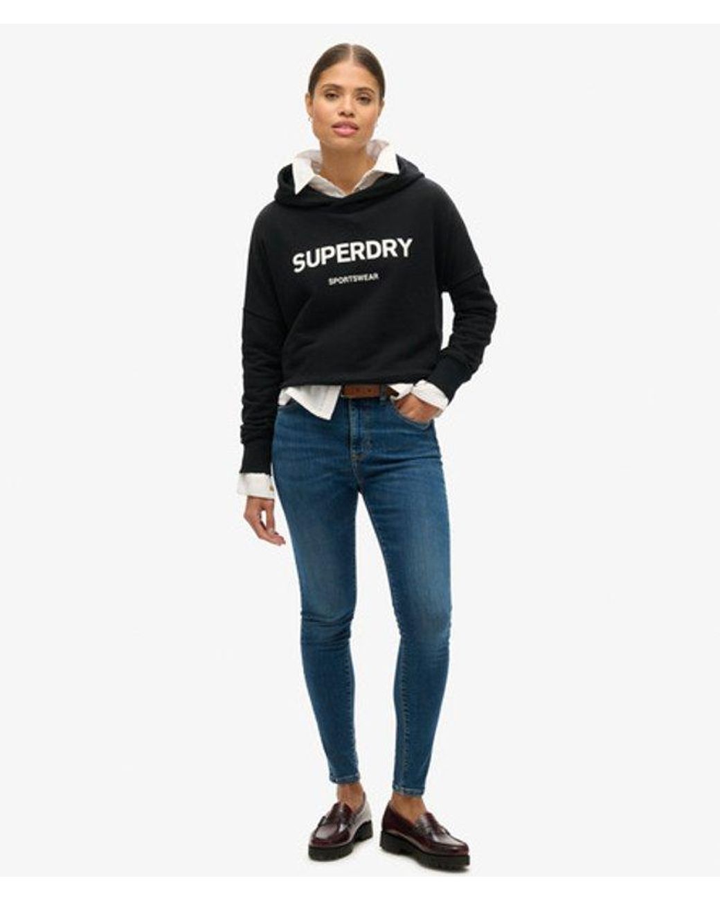 Superdry Black Core Sport Crop Box Hoodie