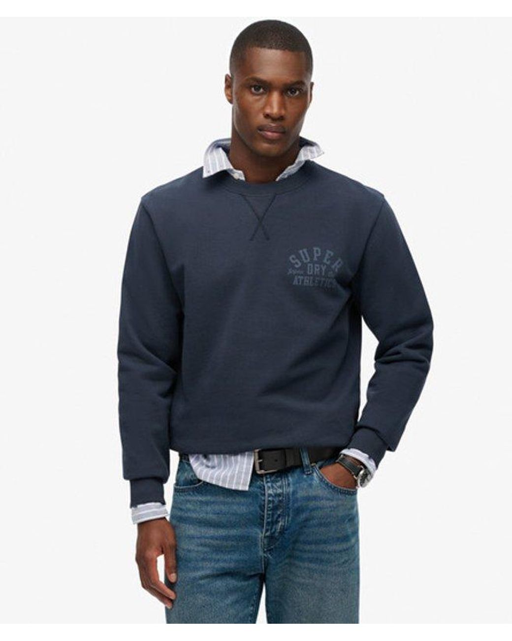 Superdry Blue & Co Athletic Essentials Crew Sweatshirt for men