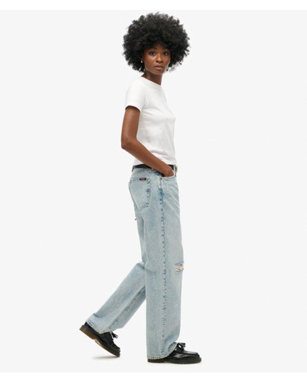 Superdry Blue & Co Mid Rise Wide Leg Jeans