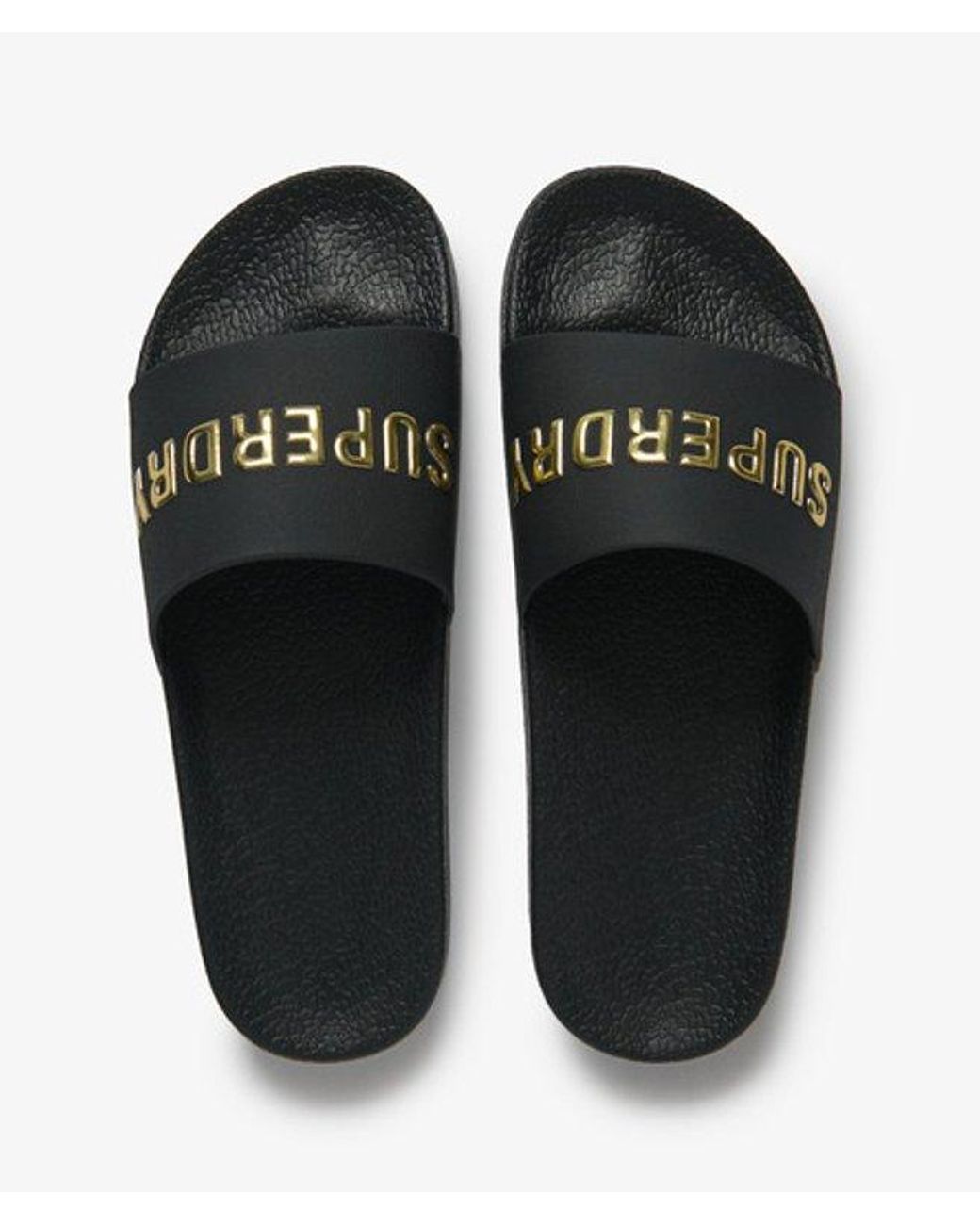 Superdry Black & Co Premium Metallic Pool Sliders