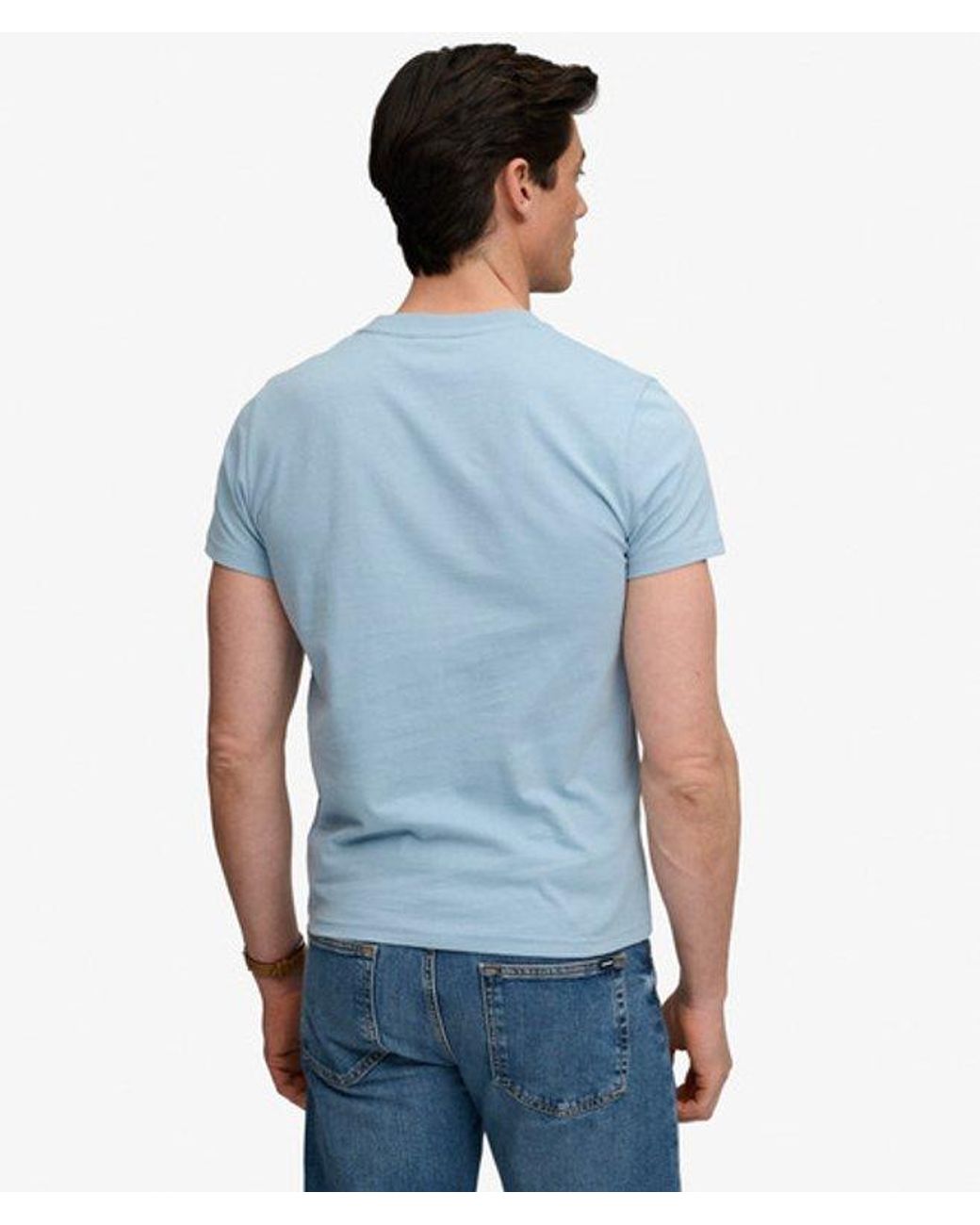 Superdry Blue & Co Essential Company Logo Embroidered T-shirt for men