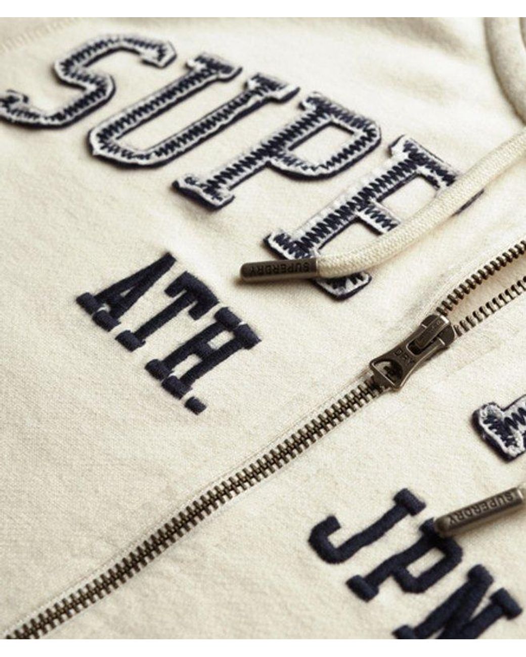 Superdry White Athletic Essentials Relaxed Cropped Zip Hoodie