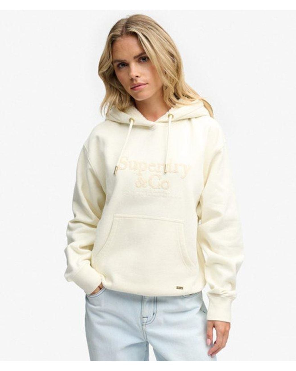 Superdry White & Co Company Logo Embroidered Sequin Hoodie