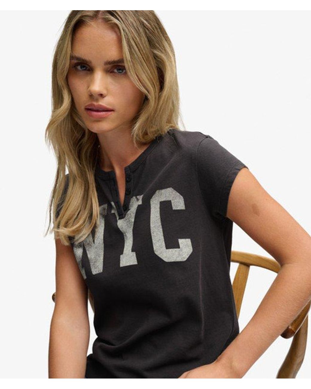Superdry Black & Co Athletic Essentials Graphic Notch Neck T-shirt