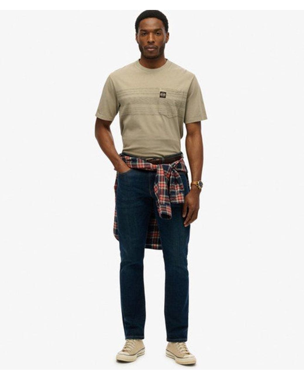 Superdry Gray & Co Contrast Stripe Pocket T-shirt for men