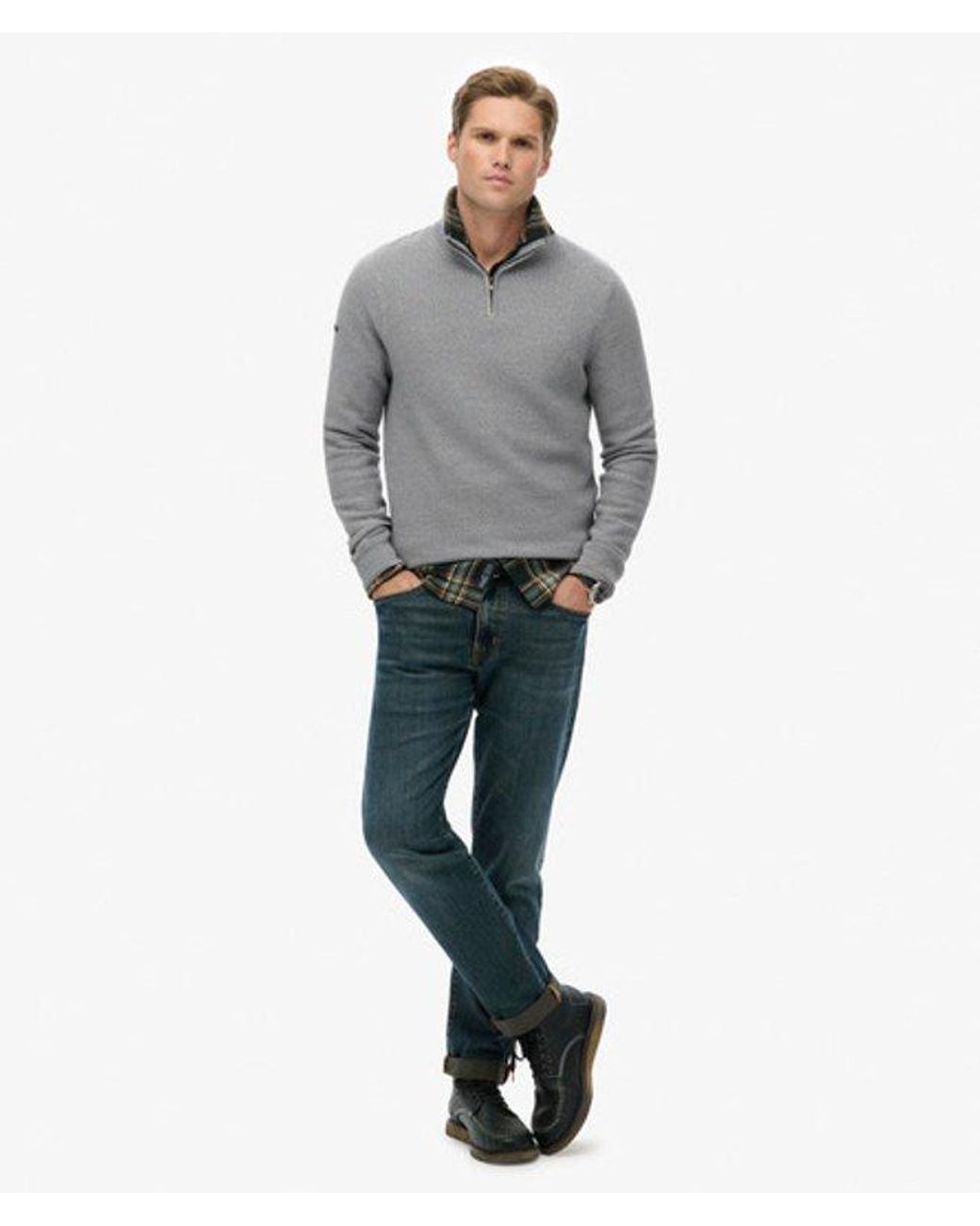 Superdry Gray & Co Cotton Texture Half-zip Jumper for men