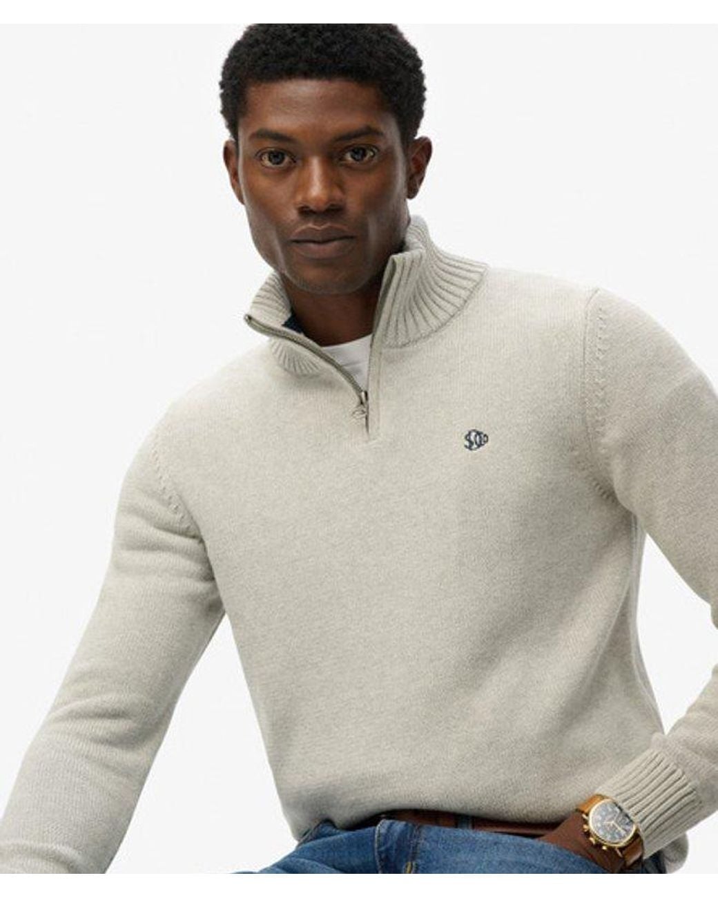 Superdry Gray & Co Cotton Half Zip Knit Jumper for men