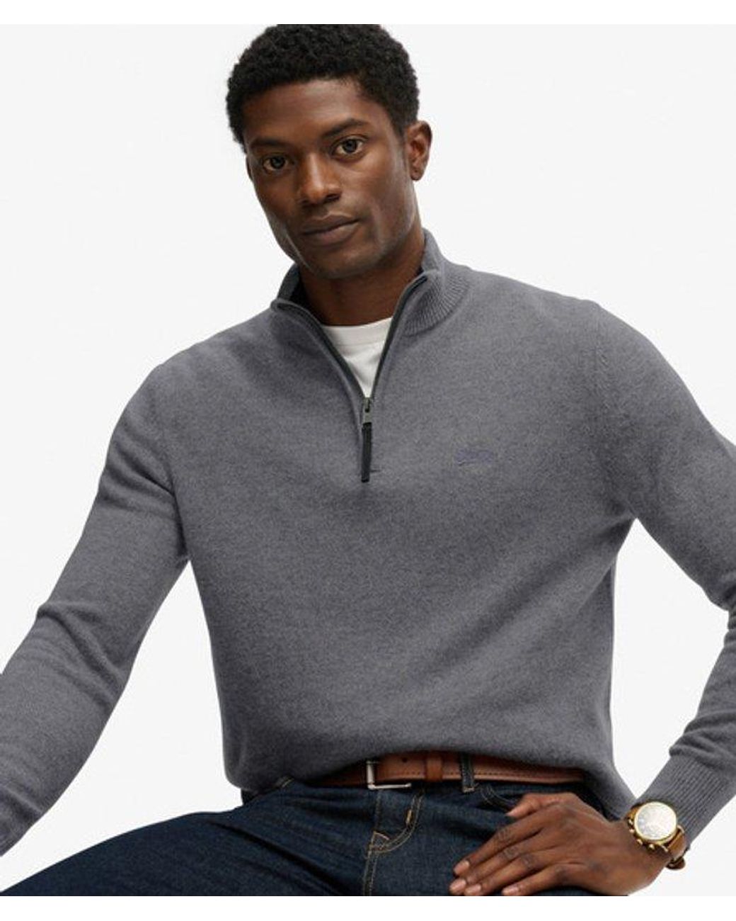 Superdry Gray & Co Wool Blend Half Zip Jumper for men