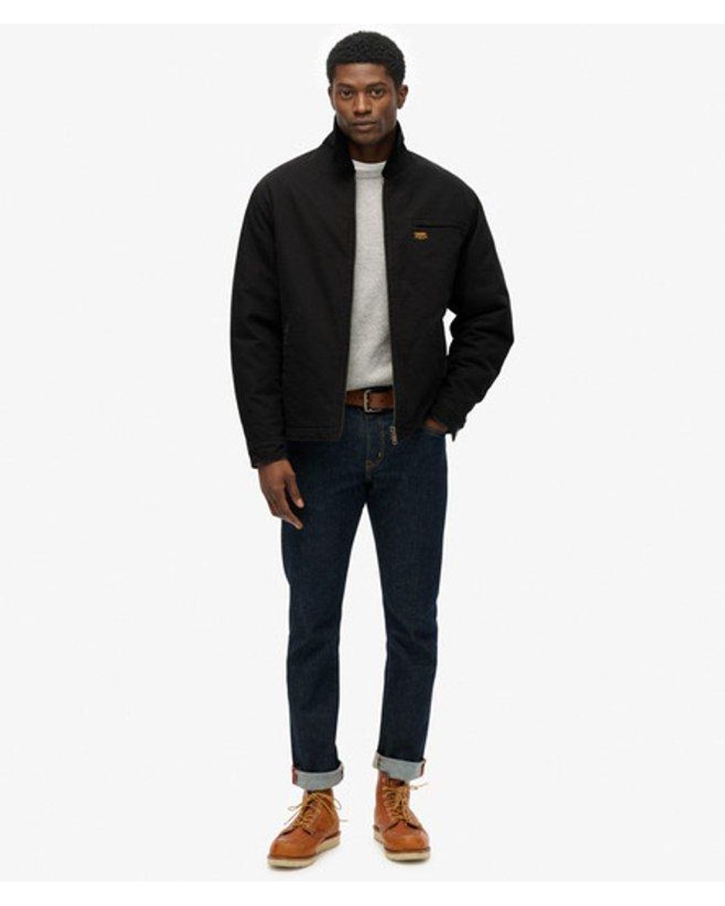 Superdry Black Cotton Canvas Barn Jacket for men