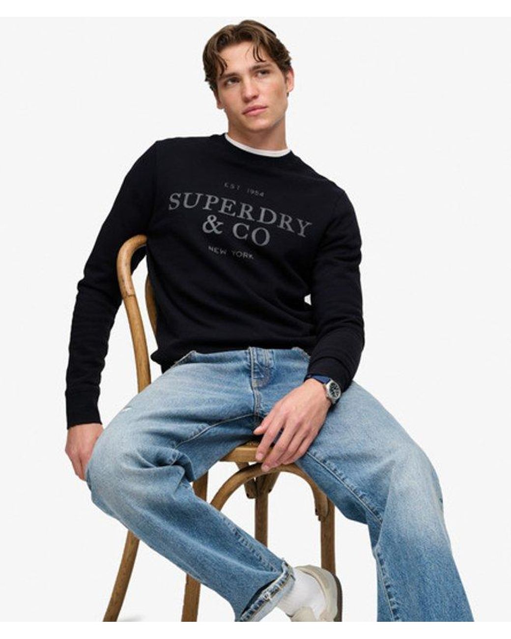Superdry Blue & Co 1954 Company Relaxed Sweatshirt for men