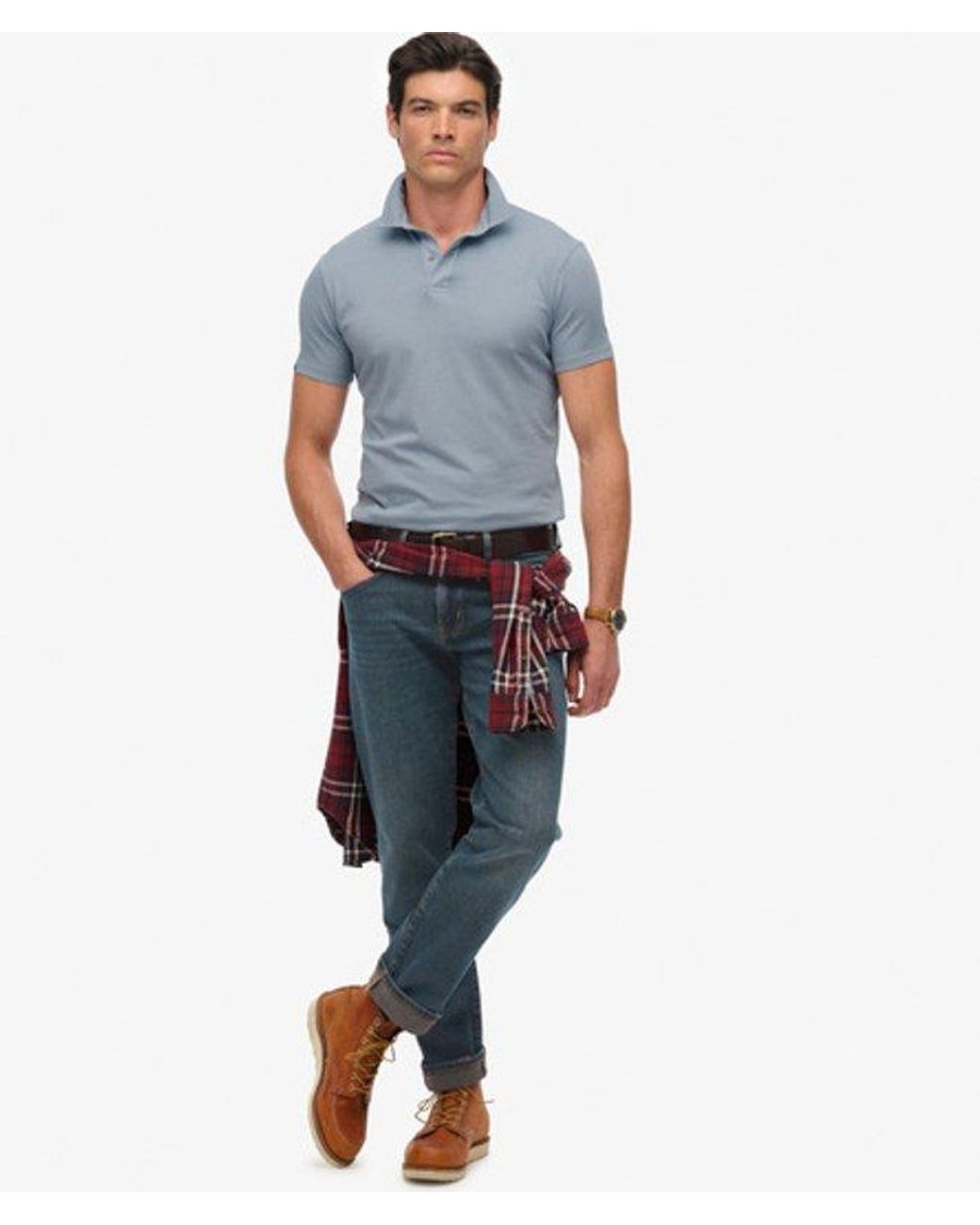 Superdry Blue & Co Essential Jersey Polo Top for men