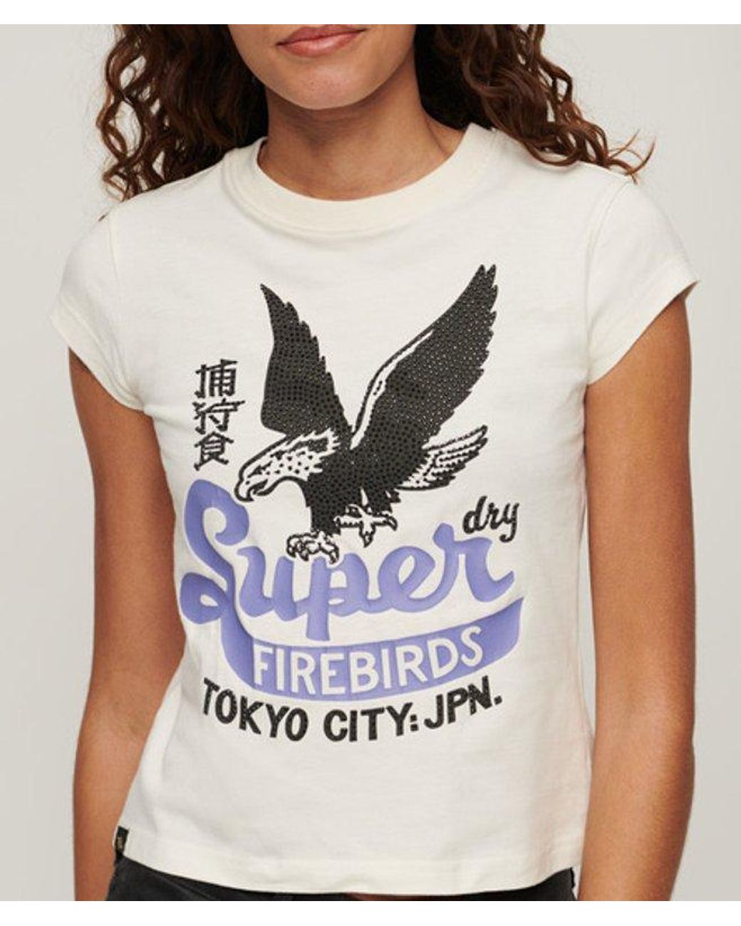 Superdry White & Co Embellished Poster Cap Sleeve T-shirt