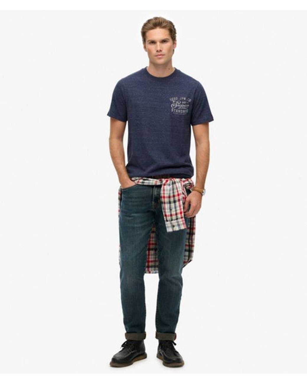 Superdry Blue Industrial Relaxed T-Shirt for men