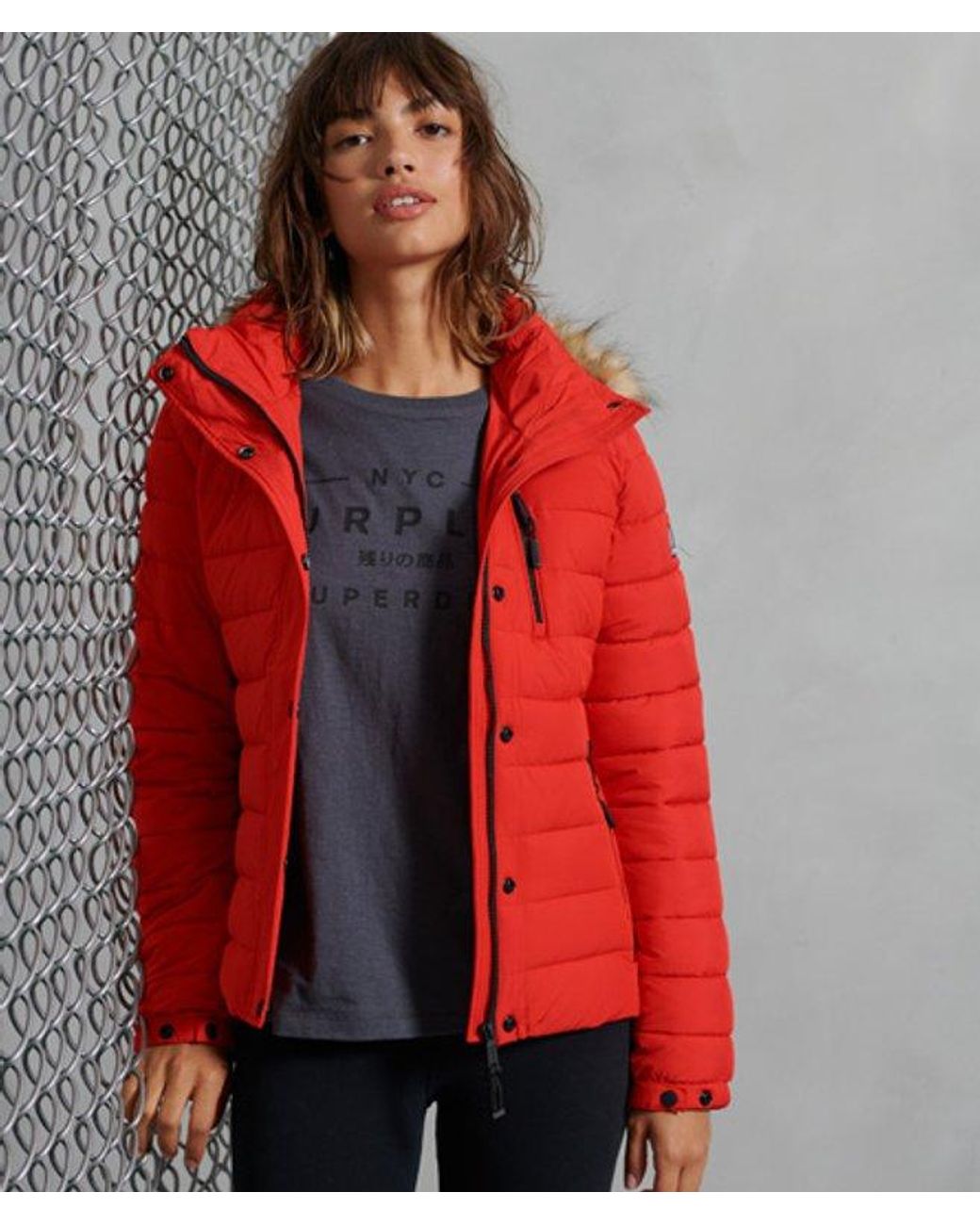 Superdry Red & Co Classic Faux Fur Fuji Jacket