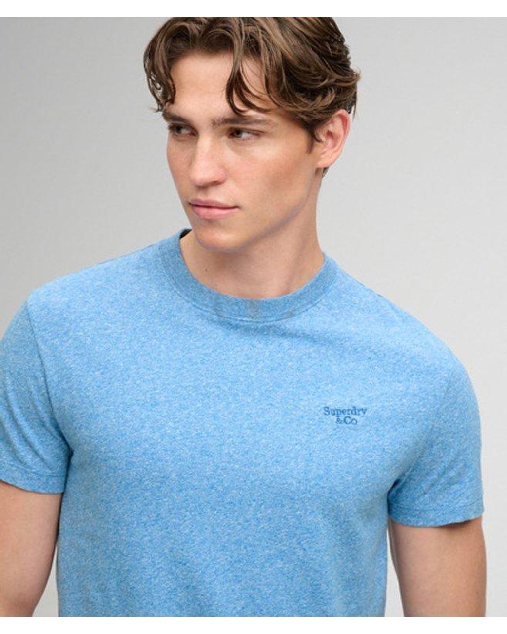 Superdry Blue & Co Essential Serif Logo Embroidered T-shirt for men