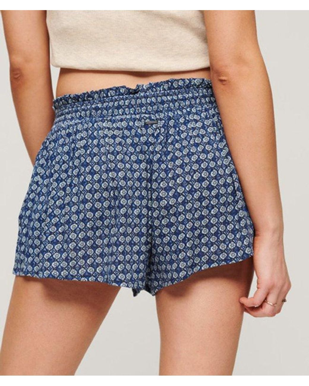 Superdry Smocked Beach Shorts Blue / Mini Geo Blue
