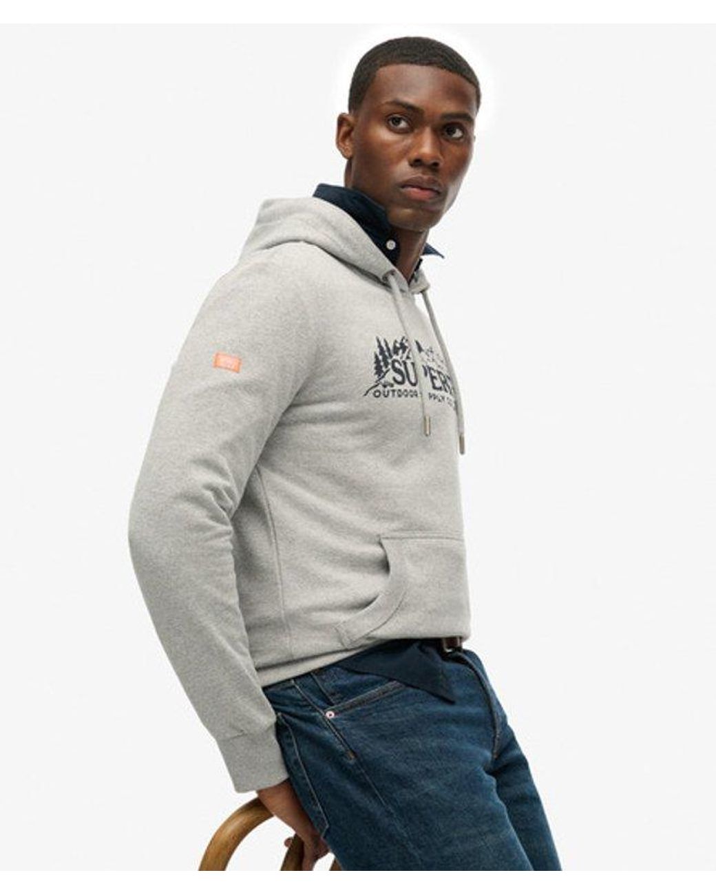 Superdry Gray & Co Outdoor Scene Relaxed Hoodie for men