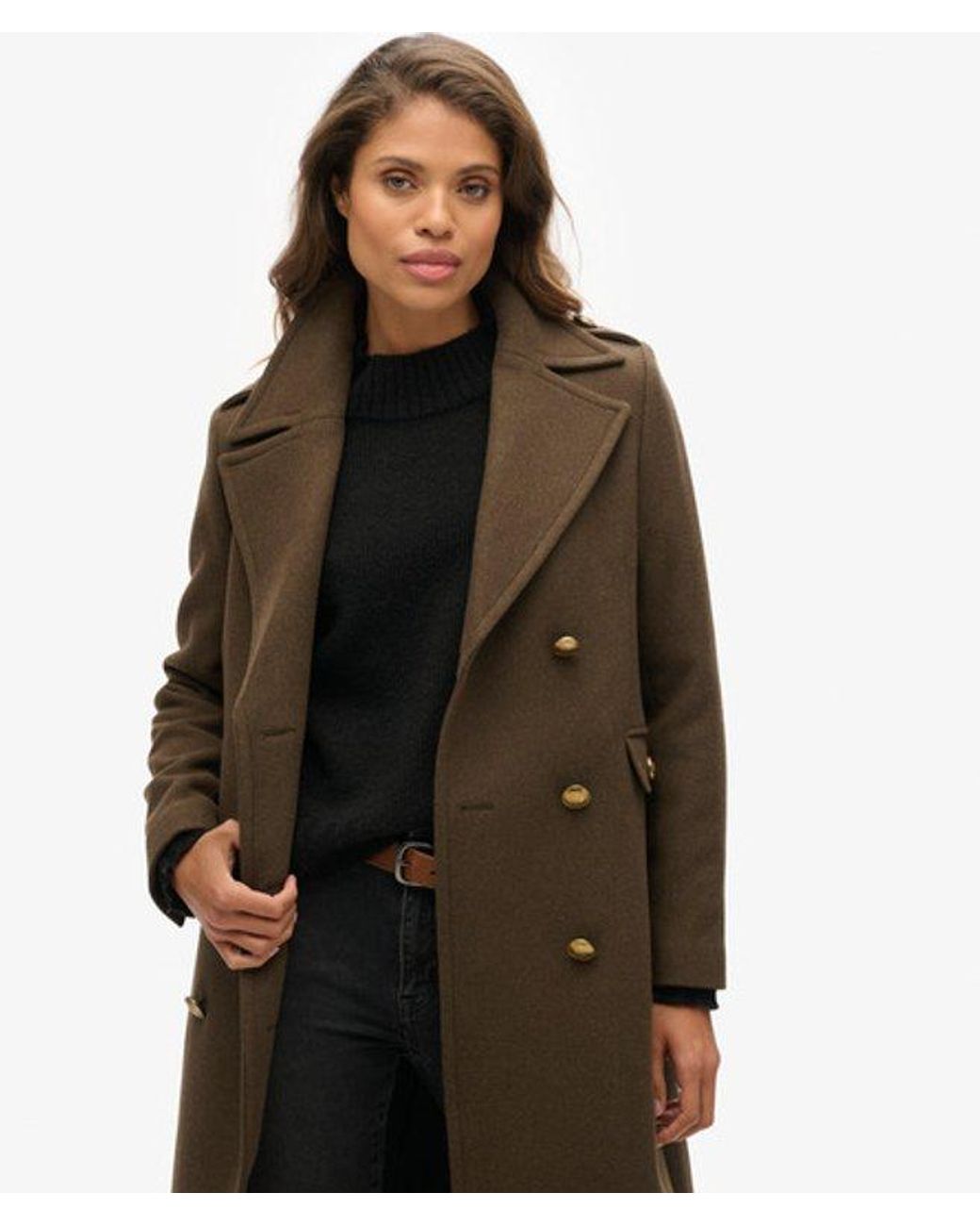 Superdry Black & Co Slim Fit Double Breasted Coat