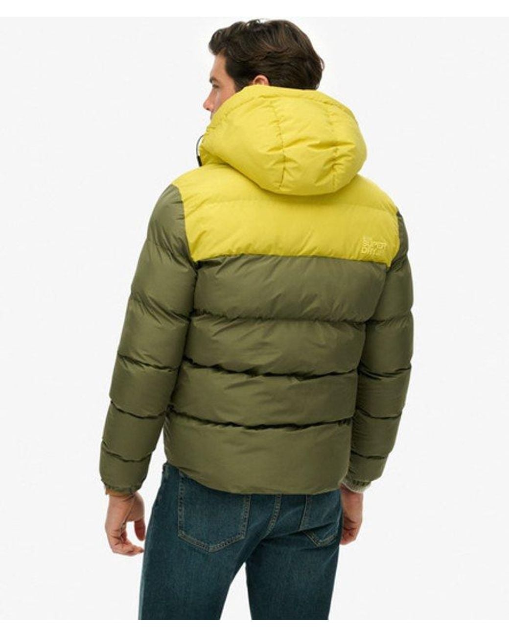 Superdry Green Colourblock Hooded Puffer Jacket for men