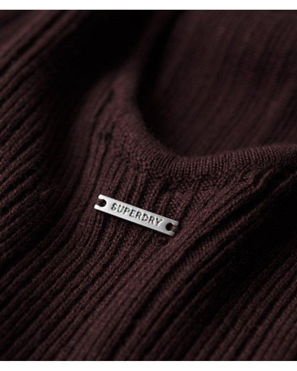 Superdry Brown Backless Bodycon Mini Dress Deep Burgundy