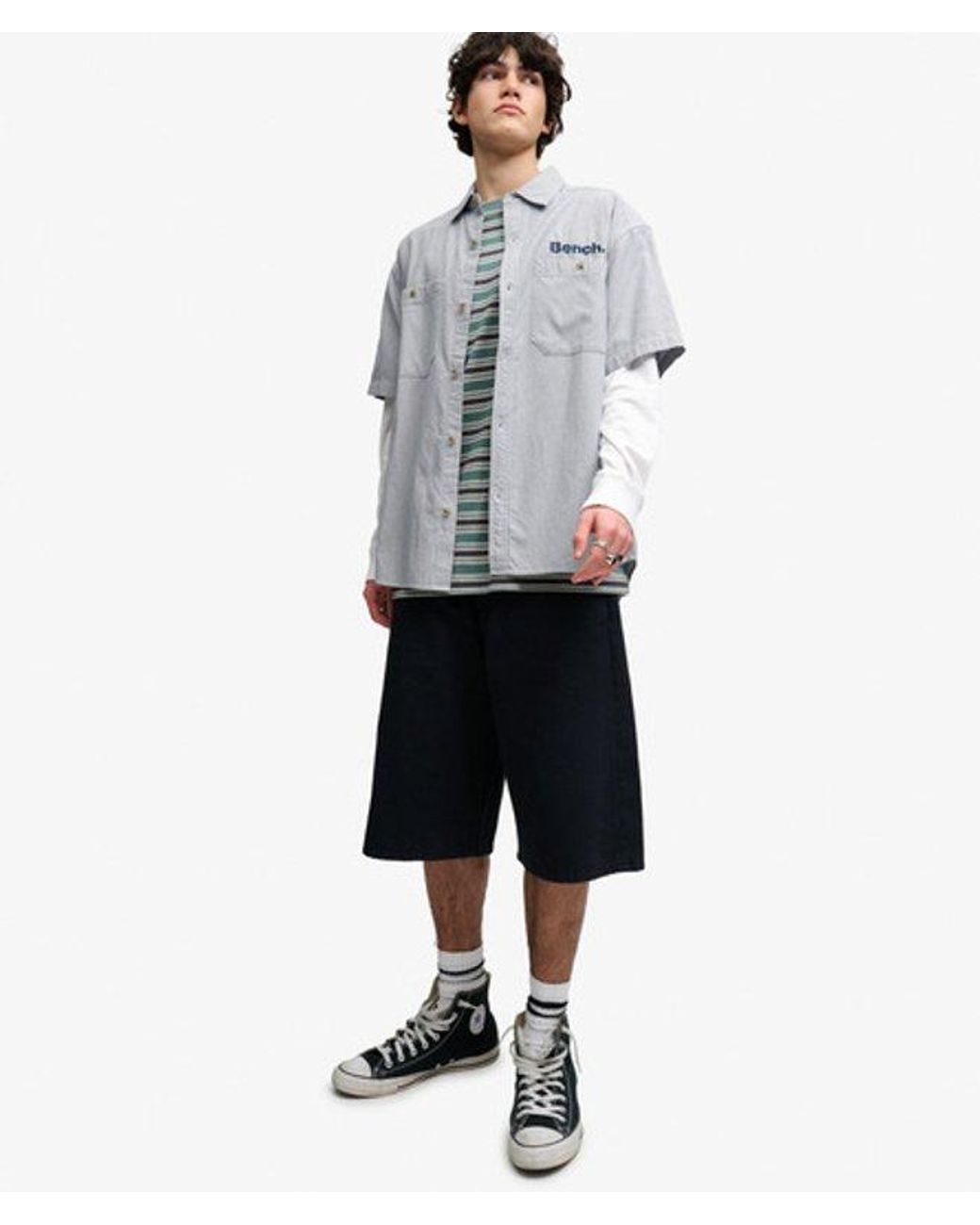 Superdry Gray Bench X & Co Bench Mechanic Short Sleeve Boxy Shirt for men