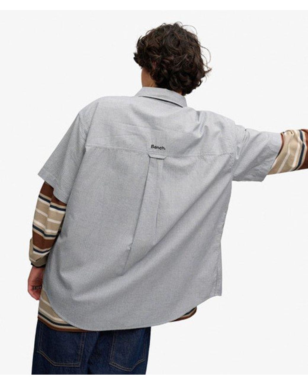 Superdry Gray Bench X & Co Bench Skater Check Short Sleeves Shirt for men