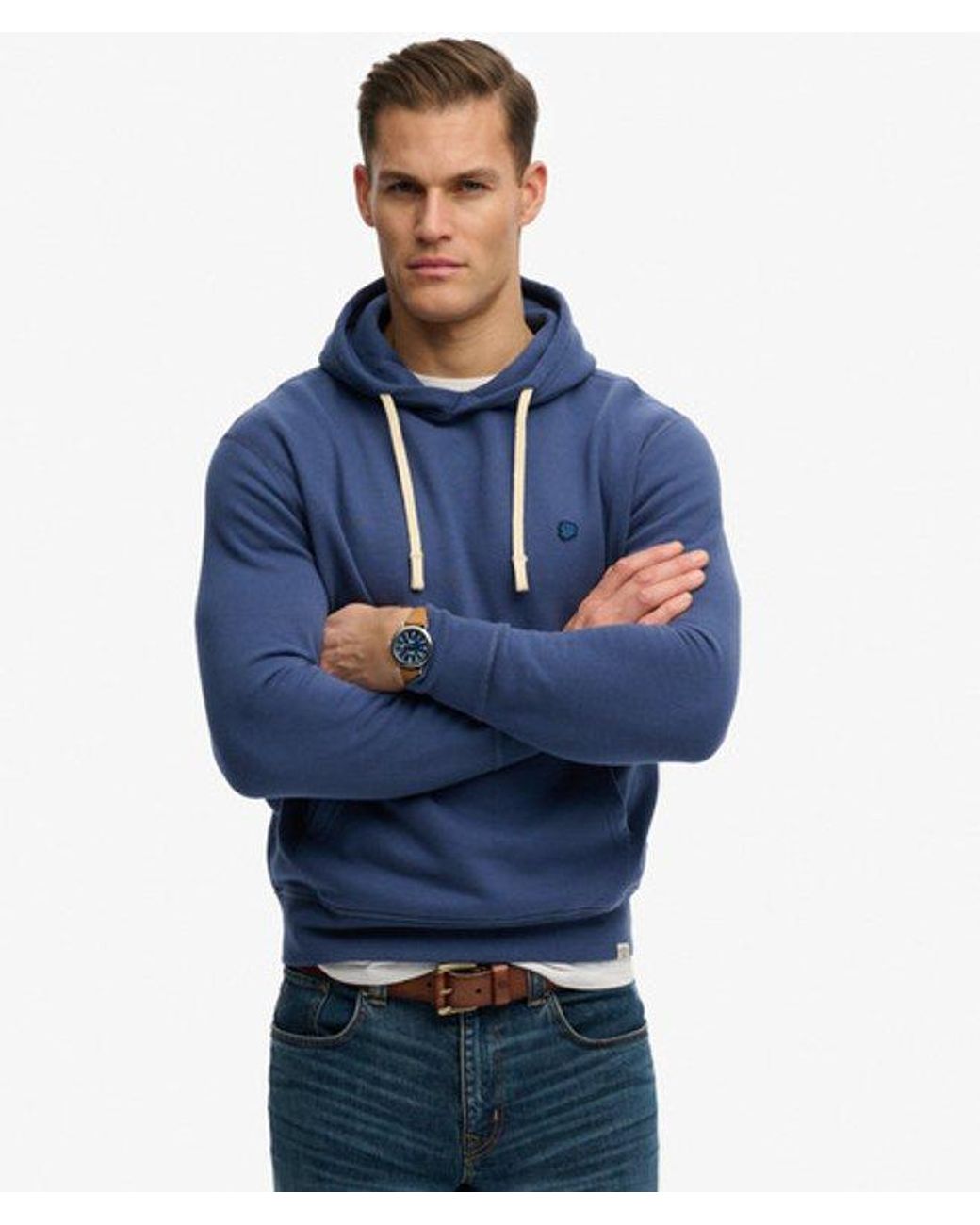 Superdry Blue & Co Monogram Embroidered Hoodie for men