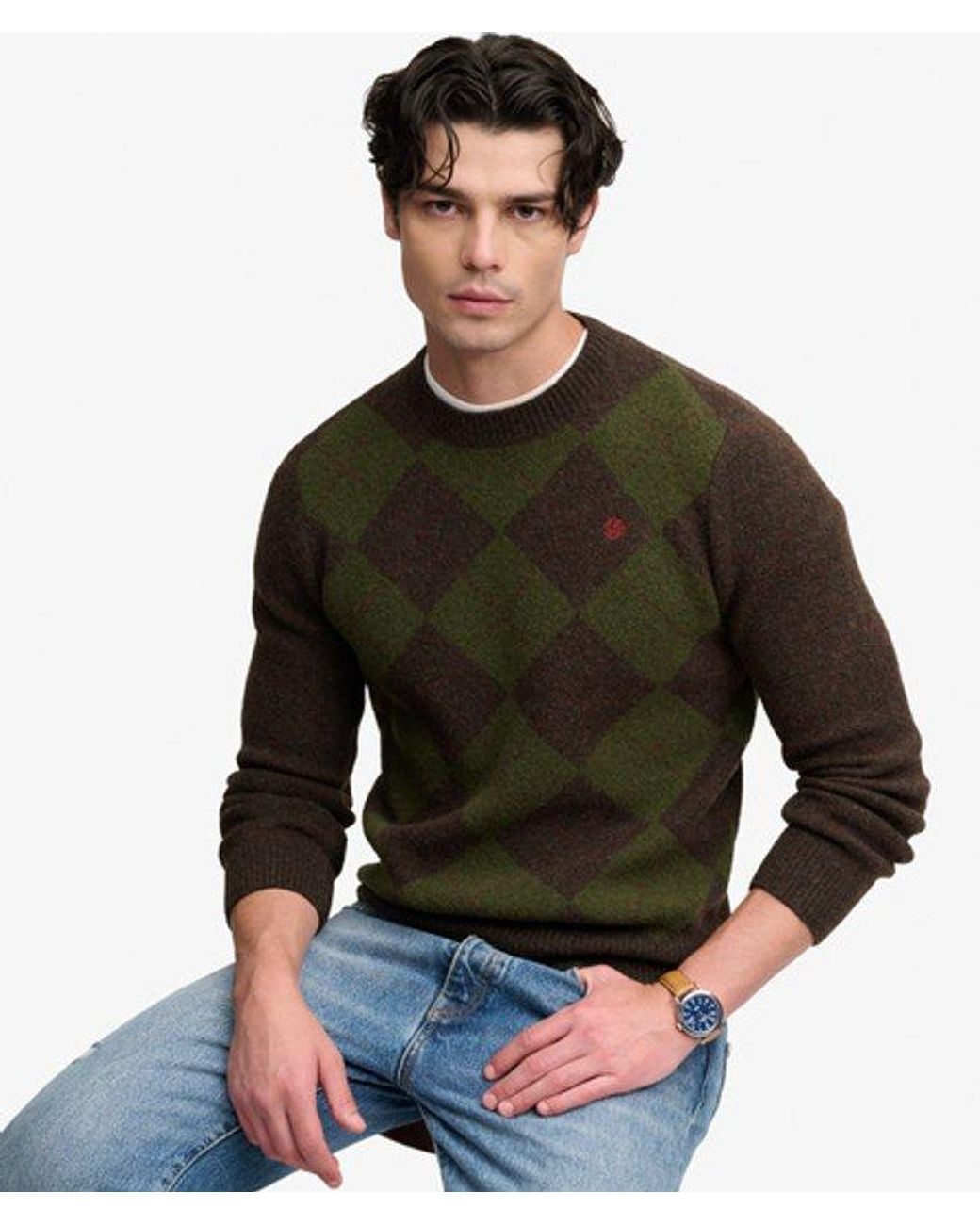 Superdry Black & Co Argyle Jumper for men