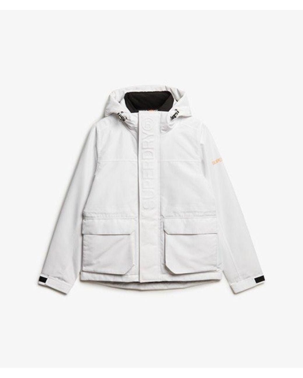 Superdry White & Co Loose Fit Logo Embossed Hood Ultimate Windbreaker Jacket