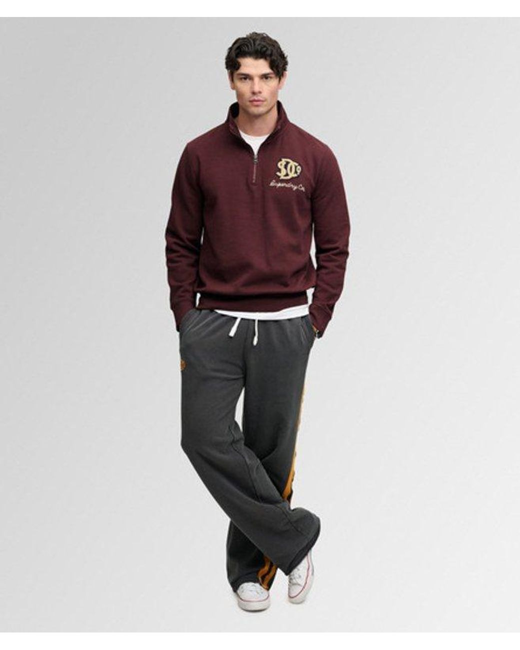 Superdry Red & Co Vintage Athletic Half Zip Sweatshirt for men