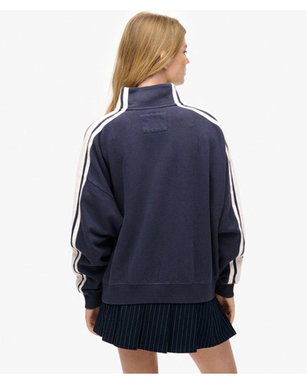 Superdry & Co Athletic Essentials Applique Losse Zip Track Top in het Blue