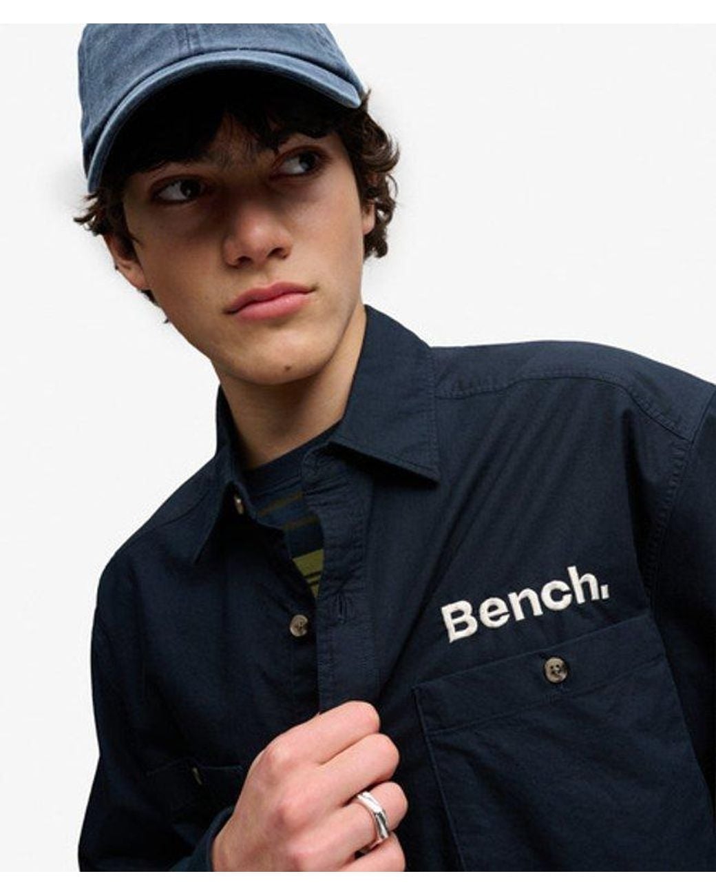 Superdry Blue Bench X & Co Bench Mechanic Short Sleeve Boxy Shirt for men