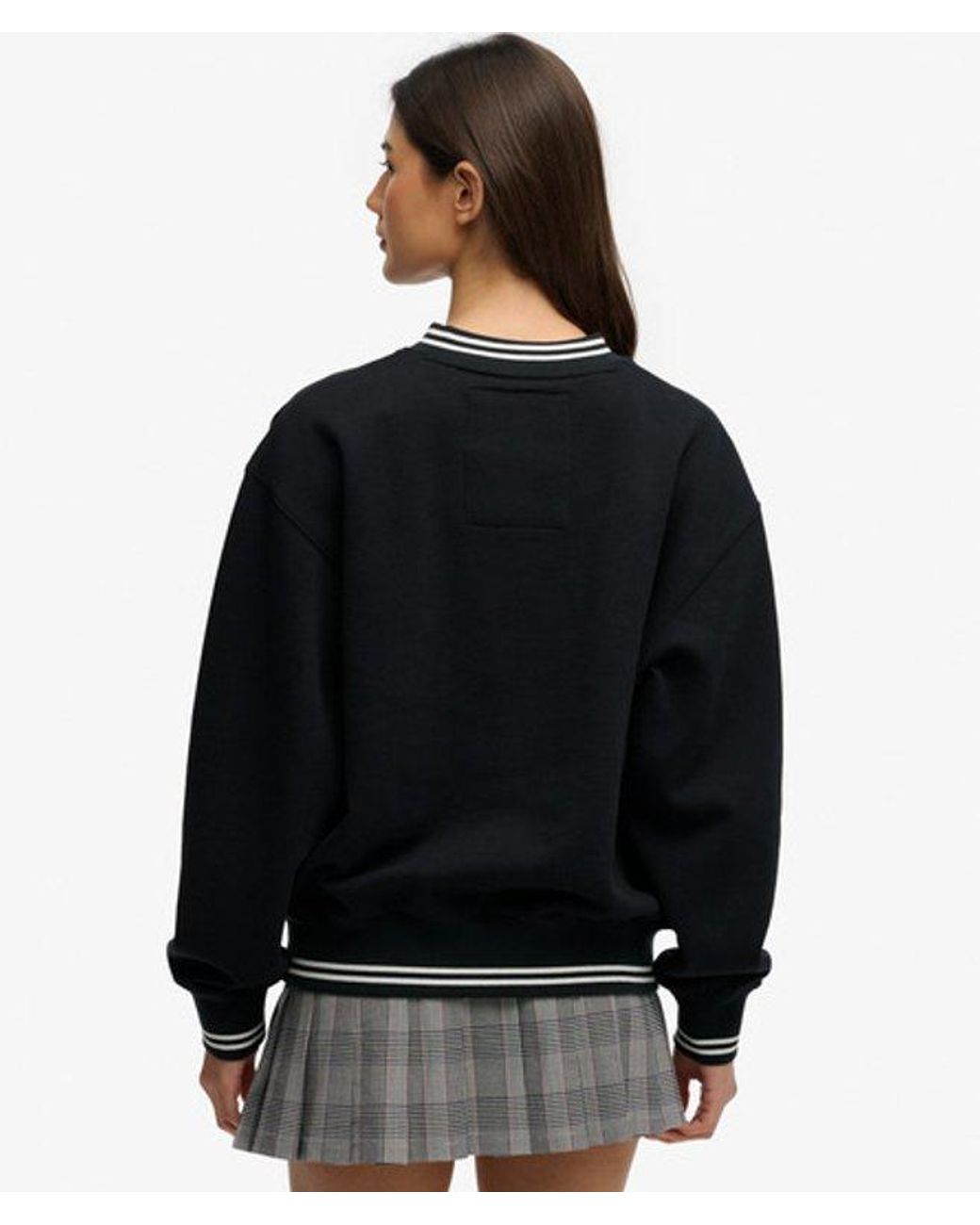 Superdry Black & Co Country Club Crest V-neckline Sweatshirt