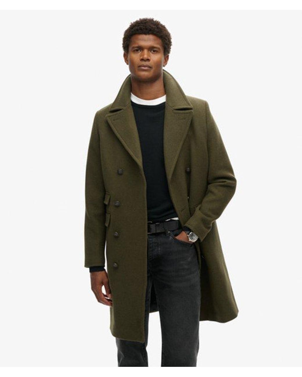 Superdry Green & Co The Merchant Store - Wool Long Coat for men