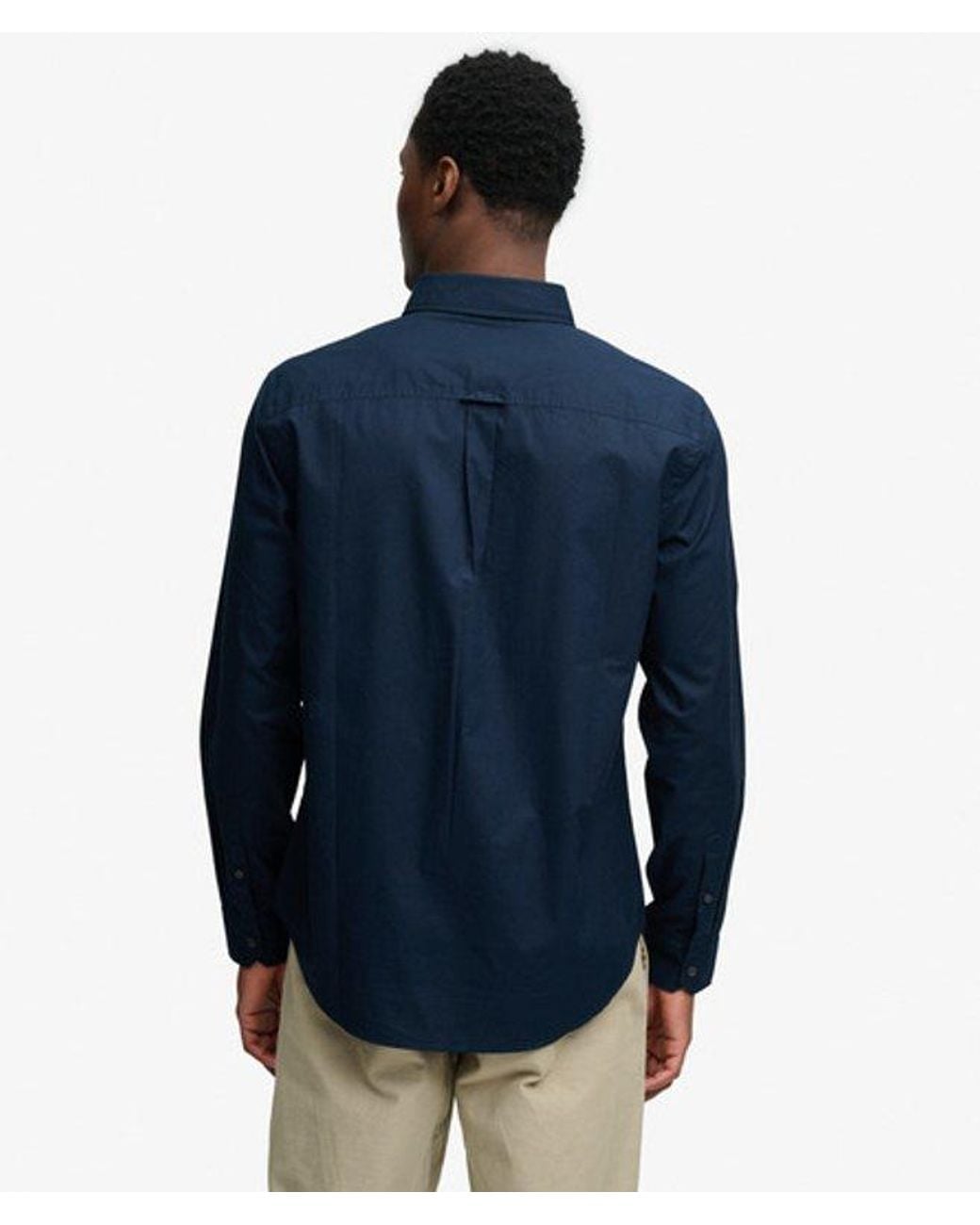 Superdry Blue & Co Cut Away Poplin Long Sleeve Shirt for men