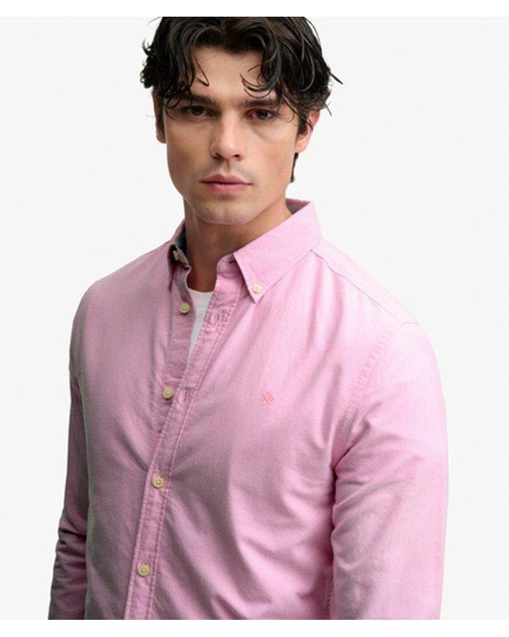 Superdry Pink & Co Preppy Oxford Long Sleeve Shirt for men