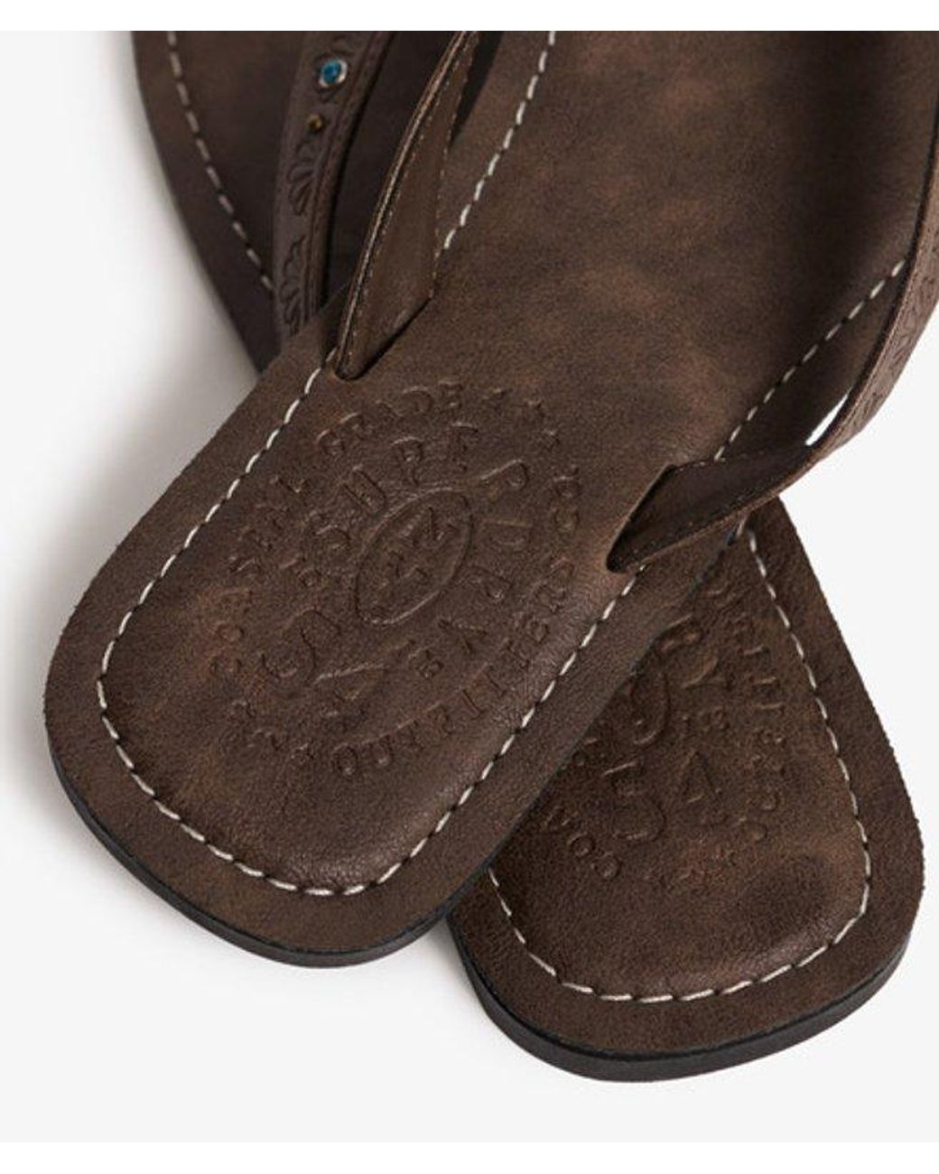 Superdry White & Co Faux Leather Embossed Flip Flops