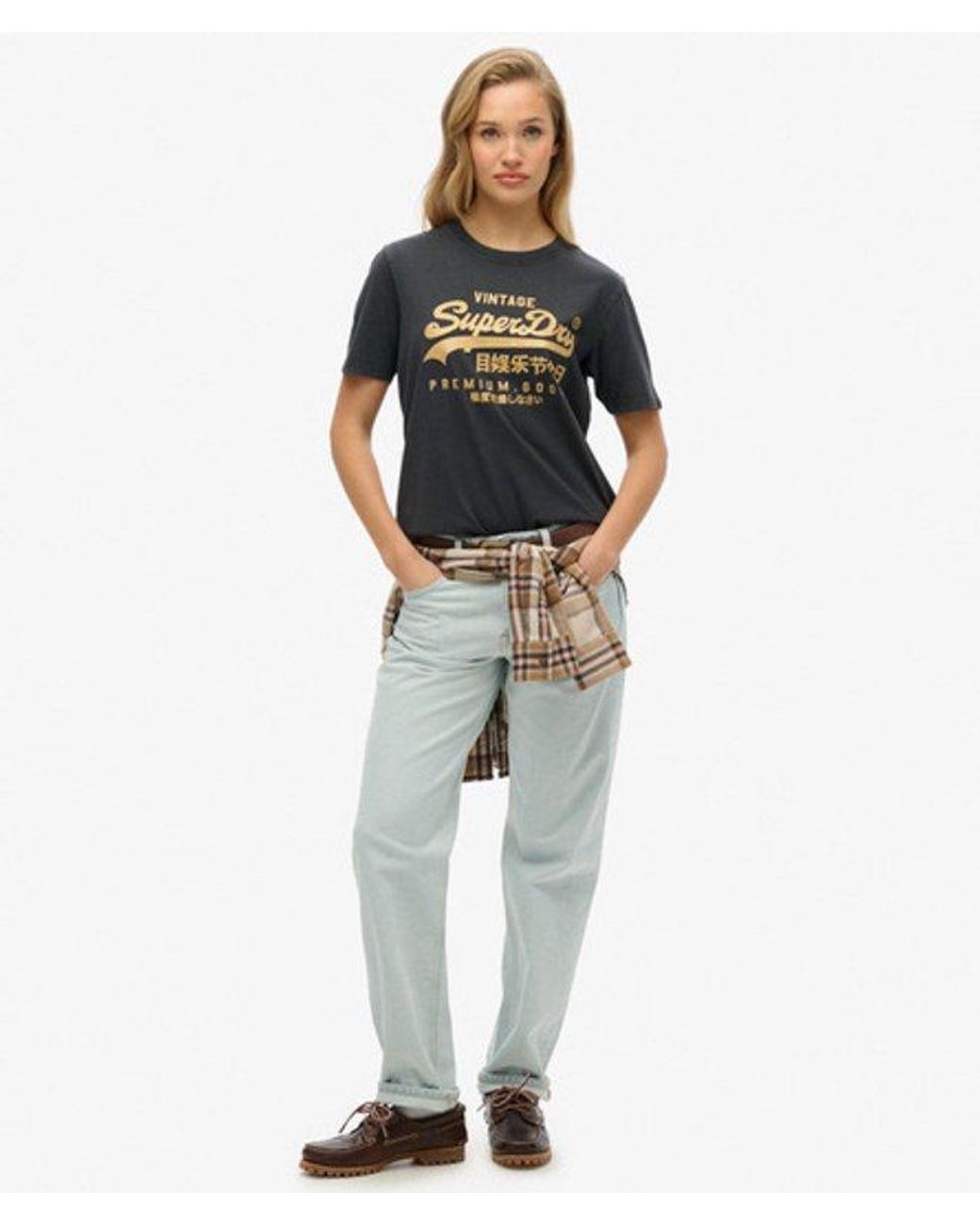 Superdry Black Vintage Logo Metallic Relaxed T-Shirt