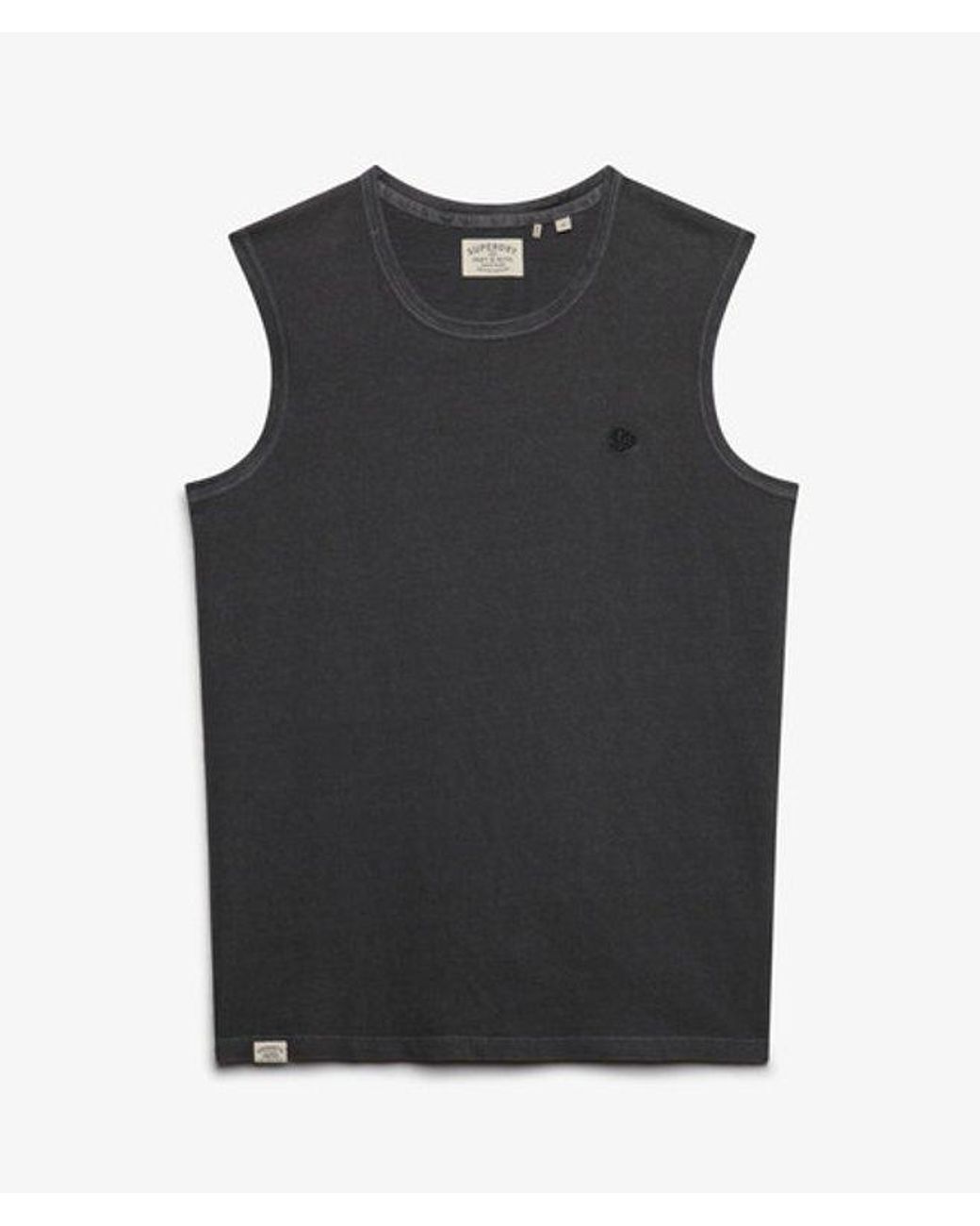 Superdry Black Classic Cotton Linen Tank Top for men